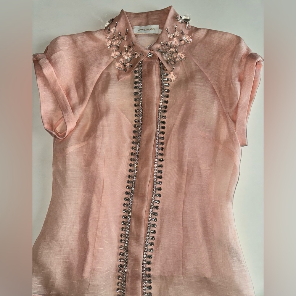Zimmerman 🩷 Matchmaker Diamante Linen Blouse - Picture 12 of 12